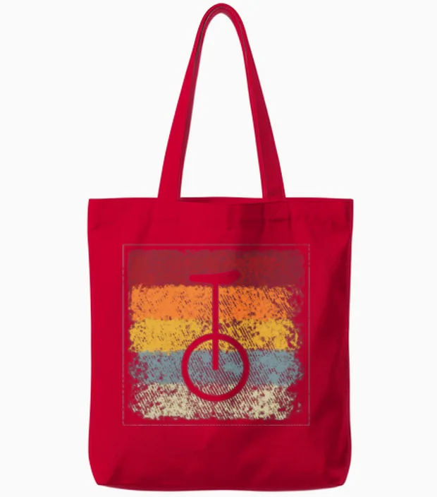 Unicycle Retro Tote Bags in Red