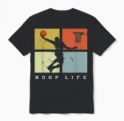 Basketball Hoop Life Player Retro Gift Men Boys Unisex T-Shirt - Black