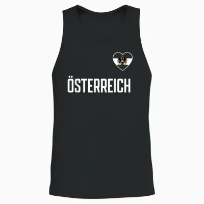Austria Flag Eagle Fan T-Shirt, Red Unisex Tank Top - Black