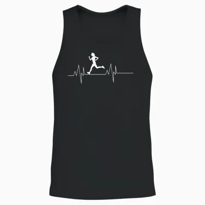 Running Woman Heartbeat Unisex Tank Top - Black