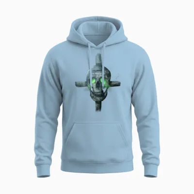 Skull Digital Art(horror Edition) Unisex Hoodie - Light Blue