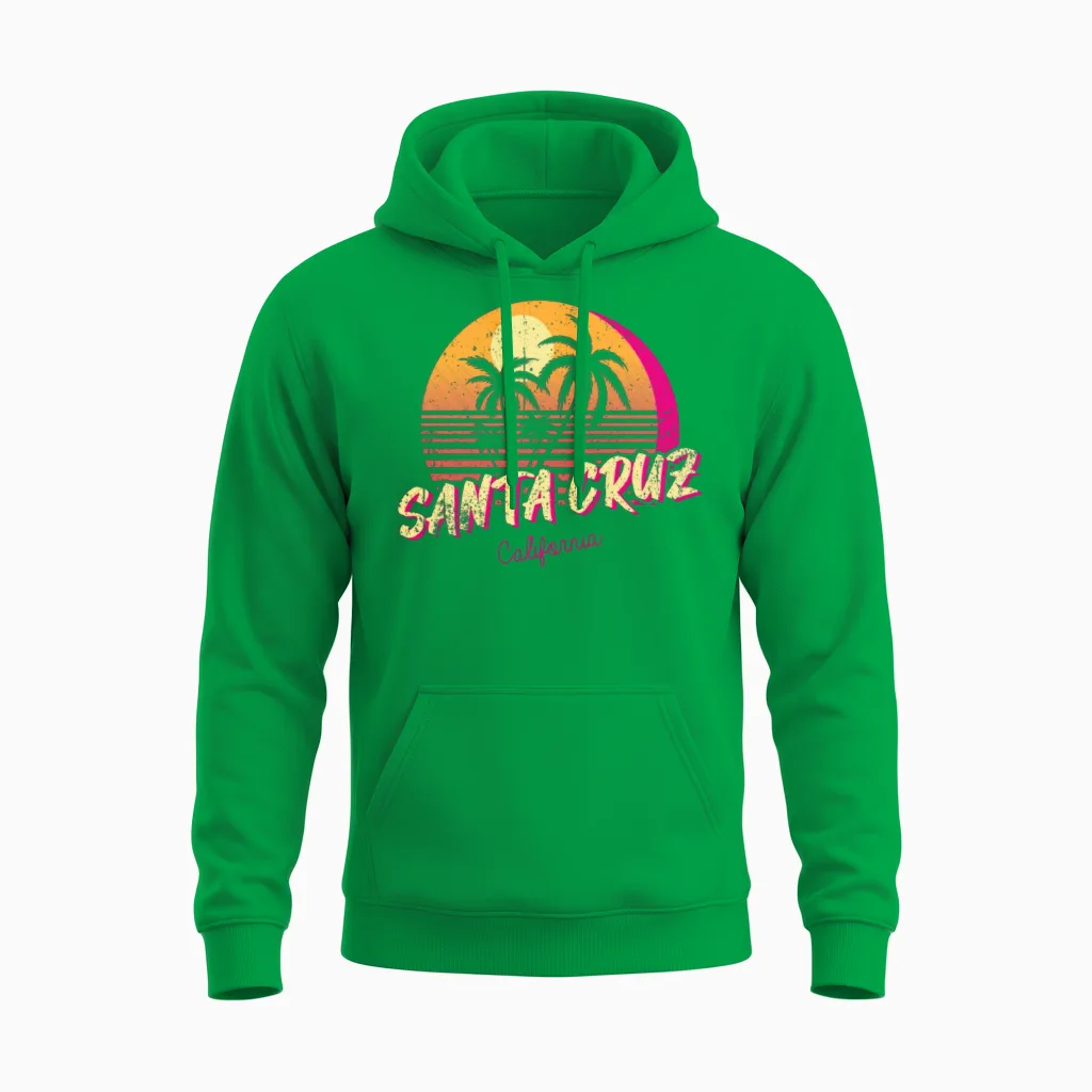 Retro Santa Cruz California Christmas Unisex Hoodie - Irish Green