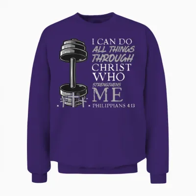 Can Do All Things Weightlifter Christian Gym Bible Verse Unisex Sweatshirt - Purple