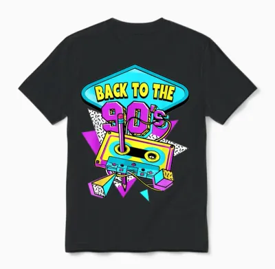 90s Back to the 90s T-Shirt, Black Unisex T-Shirt - Black