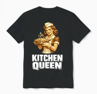 Retro Kitchen Queen Unisex T-Shirt - Black