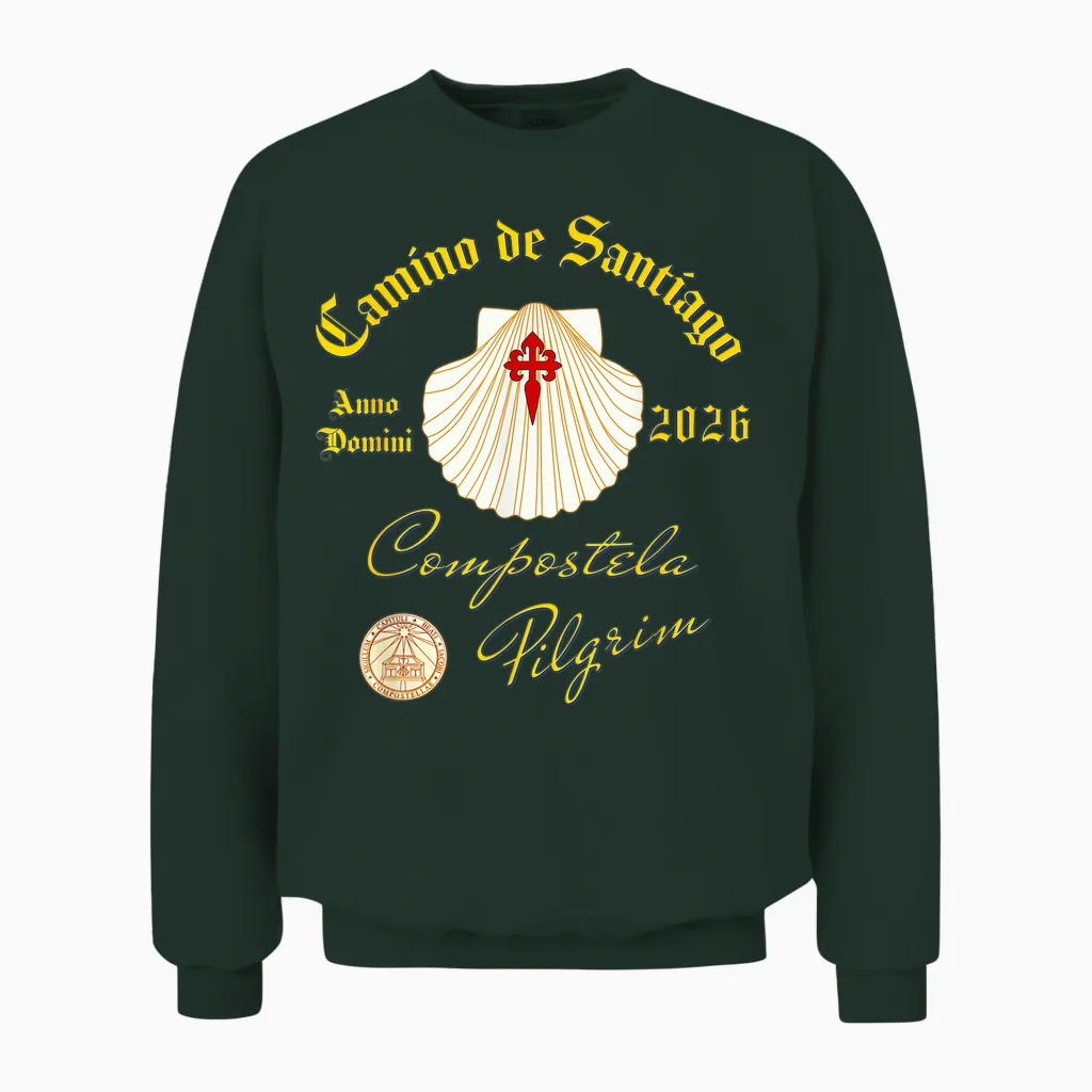 Jakobsweg Anno Domini 2026 Muschel Unisex Sweatshirt in Forest