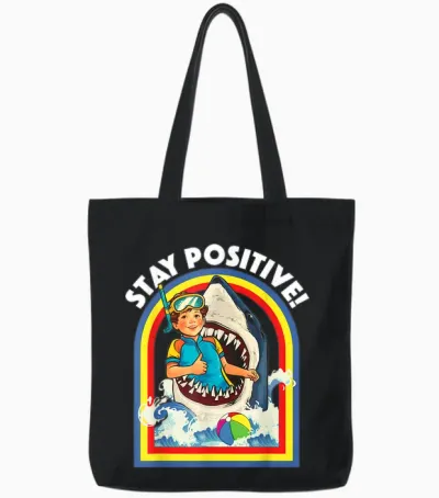 Stay Positive - Shark Lover Wildlife Ocean Sea Animal Lover Tote Bags - Black