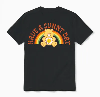 Care Bears Funshine Bear Have a Sunny Day Retro Rainbow T-Shirt, Black, S Unisex T-Shirt - Black