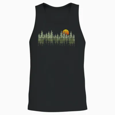 Trees Wildlife Nature Vintage Forest Unisex Tank Top - Black