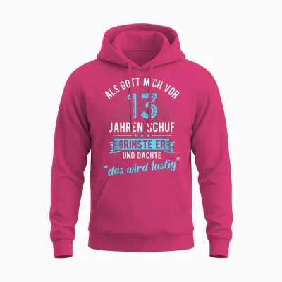 13th Birthday as God Created Me 13 Years Ago T-Shirt, Black Unisex Hoodie - Heliconia