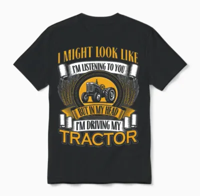 Driving My Tractor Unisex T-Shirt - Black