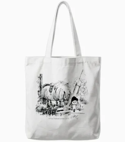 Ponyfail Thelwell Cartoon Tote Bags - White