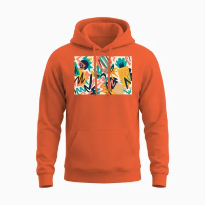 Retro Pop Chaos Unisex Hoodie - Orange