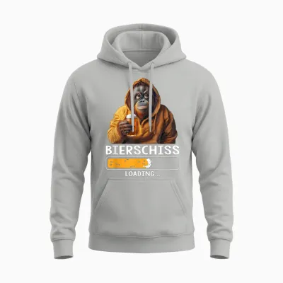 Bierschiss Loading Lustiger Spruch Bier Party Orangutan Affe Unisex Hoodie - Ash