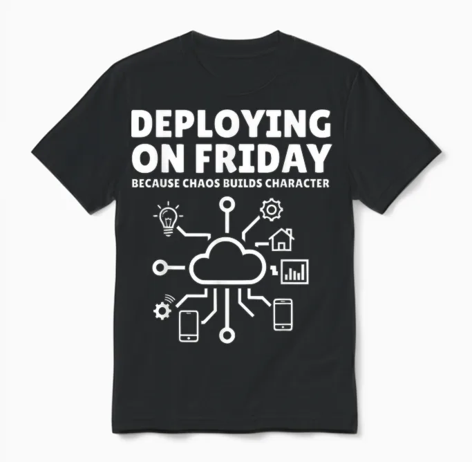 Déployer Le Vendredi Parce Que Le Chaos Construit Un Personnage Drôle Unisex T-Shirt in Black
