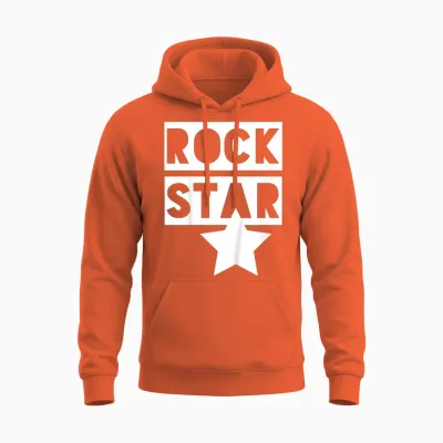 Children's Rock Star Monochrome Kids for Rock 'n' Roll Boys & Girls T-Shirt, Black Unisex Hoodie - Orange