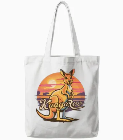 Funny Kangaroo Retro Vintage Tote Bags - White