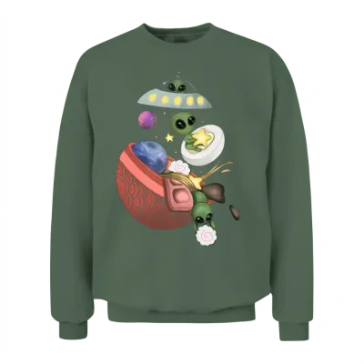 Alien Ramen Funny Ufo Noodle Unisex Sweatshirt - Military Green