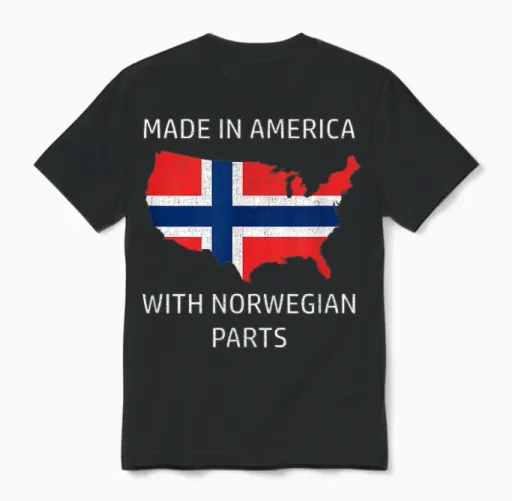 Made in America with Norwegian Parts - Norway and Usa Pride Unisex T-Shirt in Black