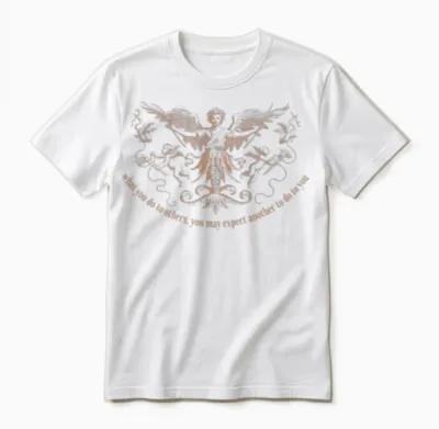 Gothic Medieval Religious Quotes Print On Unisex T-Shirt - White