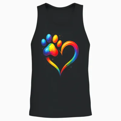 Bunte Hundepfote Tierliebhaber Aquarell Pfote Unisex Tank Top - Black