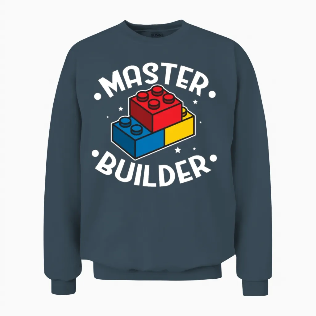 Funny Master Builder Building Blocks Gift Unisex Sweatshirt in Dark Heather