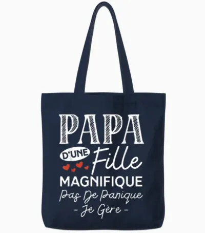 Dad from a Daughter Gorgeous Personalized Gift for Dad T-Shirt, Black, S Tote Bags - Navy