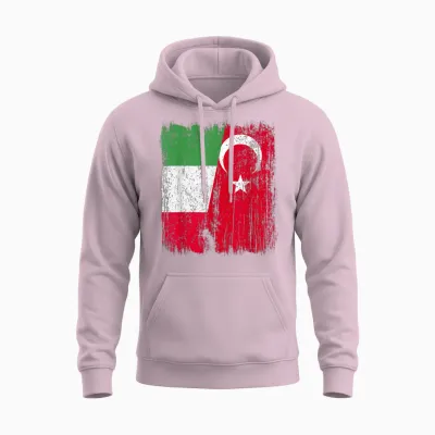 Italien Türkei Halbflagge Türkei Italienisch Türkisch Erbe Unisex Hoodie - Light Pink