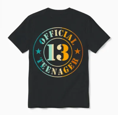 13th Birthday Official Teenager 13 Years Boy Girl T-Shirt, Black Unisex T-Shirt - Black