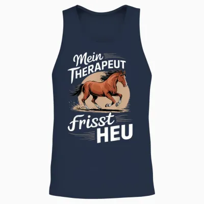 Pferdeliebhaber Pferd Damen Reiten Mein Therapeut Frisst Heu Unisex Tank Top - Navy