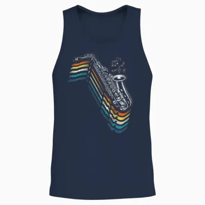 Saxophone Retro Vintage Unisex Tank Top - Navy
