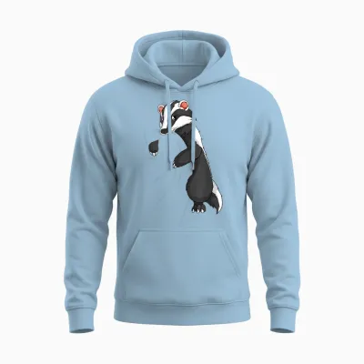 Badger T-Shirt, Black, S Unisex Hoodie - Light Blue
