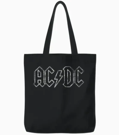 Ac/dc Rock Music Band Jagged Logo T-Shirt, Black Tote Bags - Black