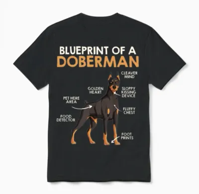 Doberman Owner Blueprint of a Doberman Funny Unisex T-Shirt - Black