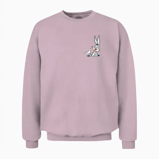Looney Tunes Bugs Bunny Pocket Unisex Sweatshirt in Light Pink
