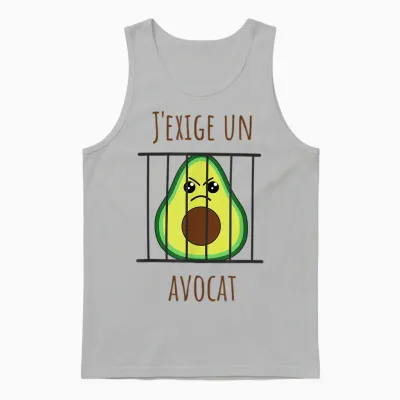 Cute and Furious Avocado - Kawaii Humor T-Shirt, Grey, S Unisex Tank Top - Ash