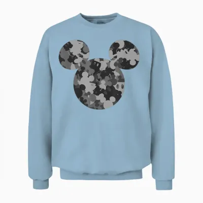 Disney Mickey Camo Gray Unisex Sweatshirt - Light Blue