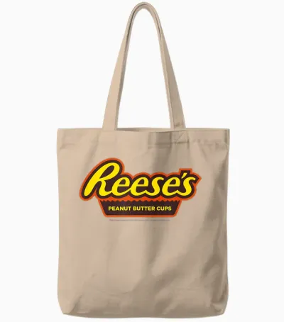 Reese's Peanut Butter Cups Iconic Classic Logo Tote Bags - Natural