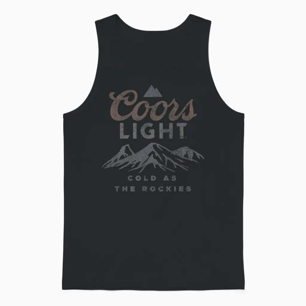 Coors Light Cold as the Rockies Vintage Beer Label Unisex Tank Top in Black