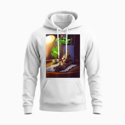 Marvel Studios I Am Groot Poster T-Shirt, Black Unisex Hoodie - White