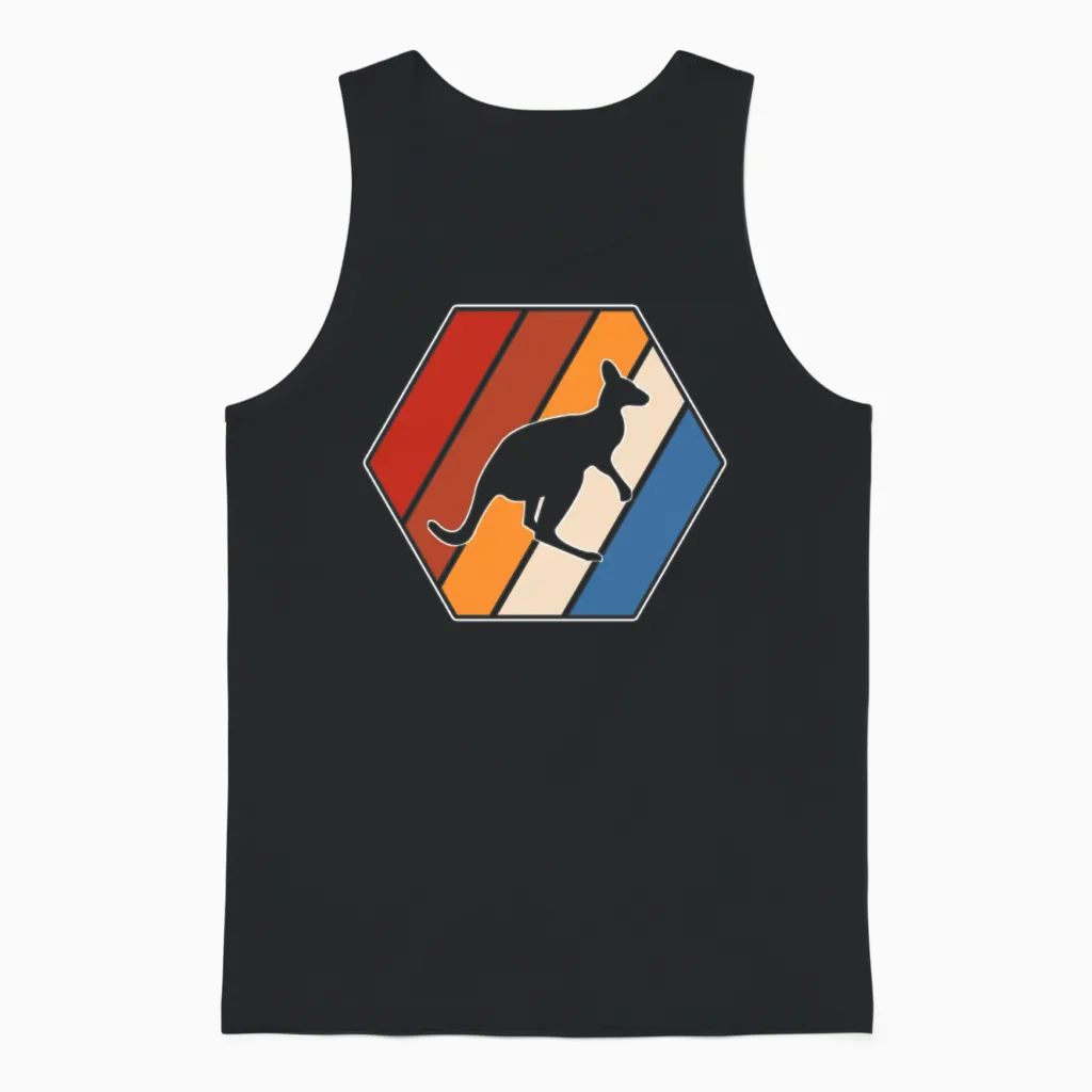 Kangaroo Retro Unisex Tank Top in Black