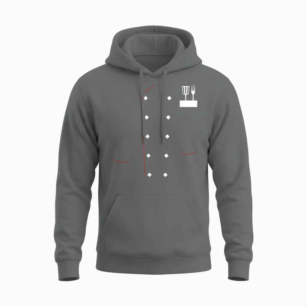 Chef Uniform Jacket Faux Cook Chef Master Cooking Costume T-Shirt, Black, S Unisex Hoodie in Graphite Heather