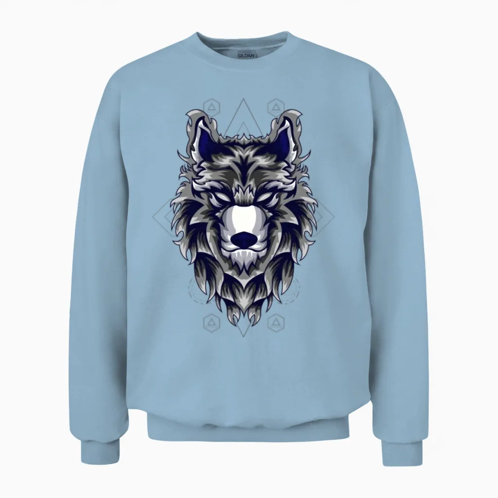 Alpha Retro Wolf Vintage - Wildlife Unisex Sweatshirt - Light Blue