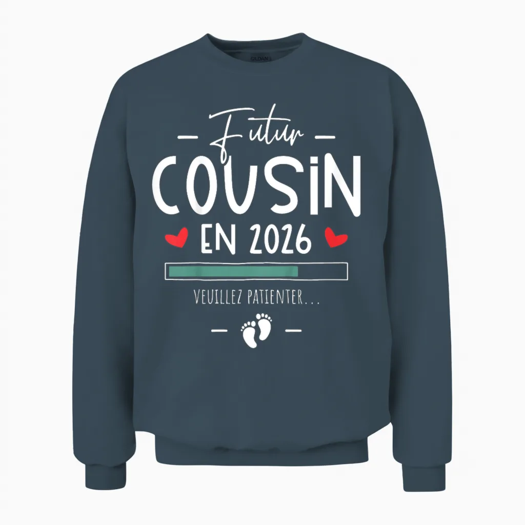 Child Future Cousin 2026 Announcement Pregnancy You Will Be Future Cousin Unisex Sweatshirt in Dark Heather
