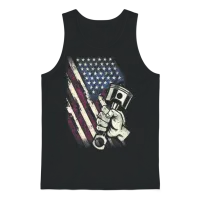 Vintage American Flag Diesel Muscle Car Mechanic Unisex Tank Top - Black – 1