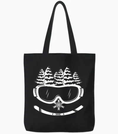 Ski Goggles Winter Sports Snowboarder Skier Piste Tote Bags - Black