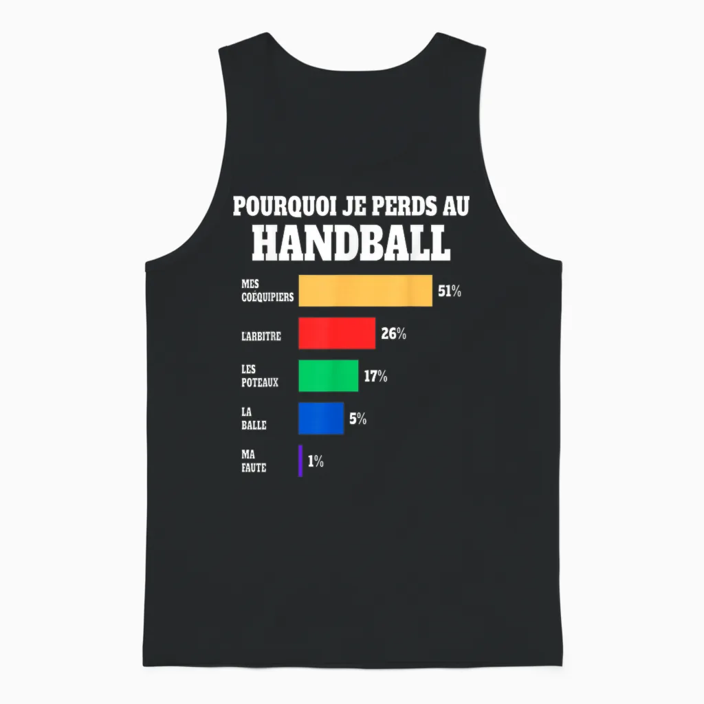 Jersey Handball Loser Humour Player Handball T-Shirt, Black, S Unisex Tank Top in Black