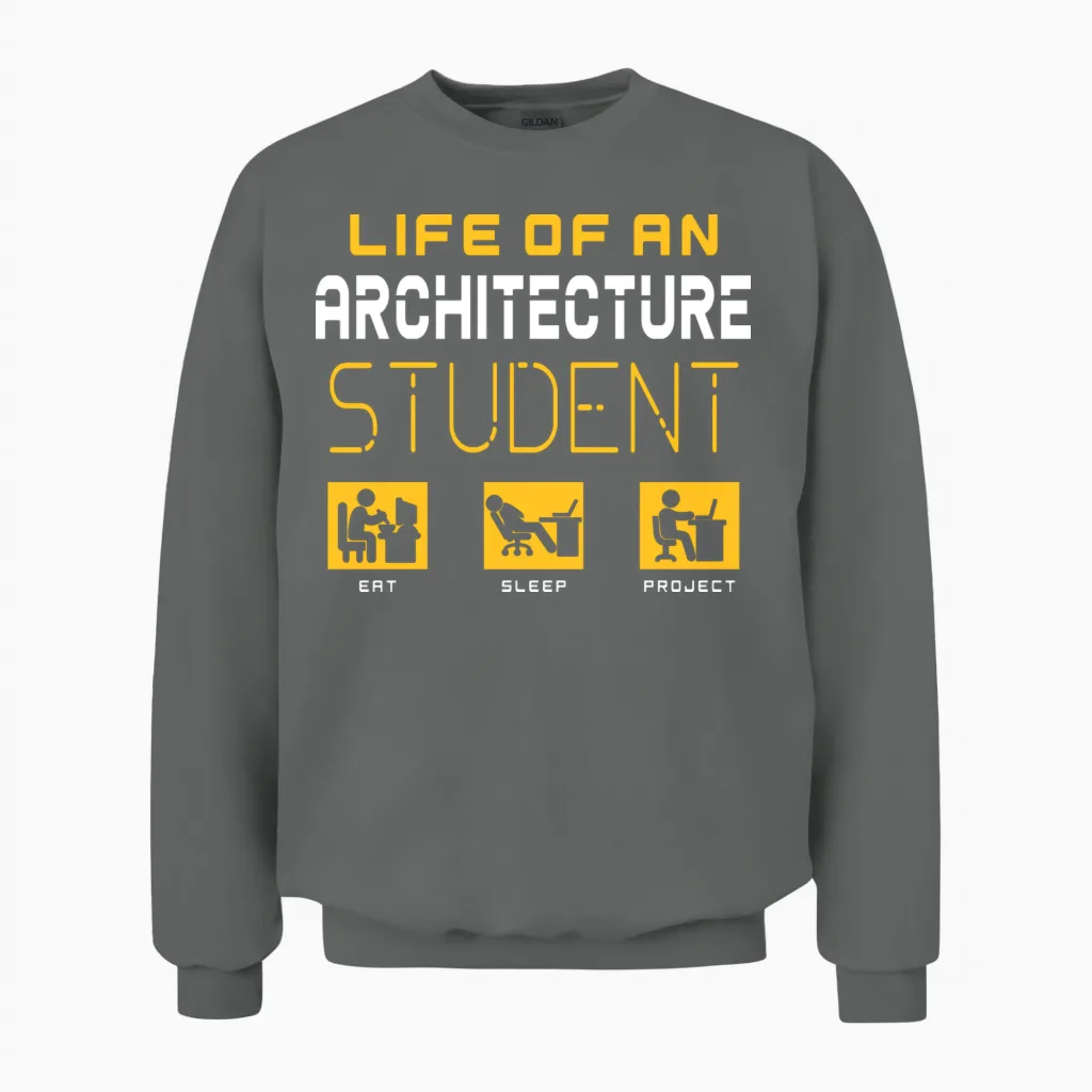 Funny Architecture Student Unisex Sweatshirt in Graphite Heather