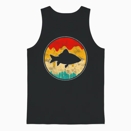 Fish Retro Unisex Tank Top - Black