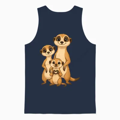 Meerkat with Family Cute Meerkat with Mum & Dad Unisex Tank Top - Navy
